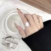 Women's Wide Band Geometric Frosted Matte Open Ring, S925 Silver Plated Creative Index Finger Design