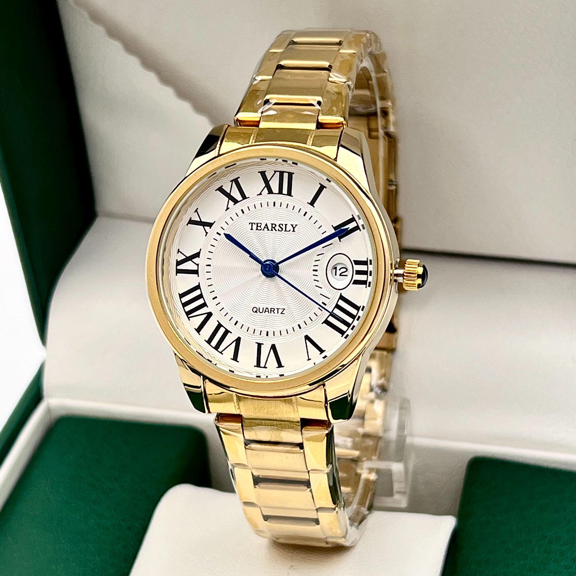 Cross-border Waterproof Quartz Couple Watches with Calendar and Steel Band