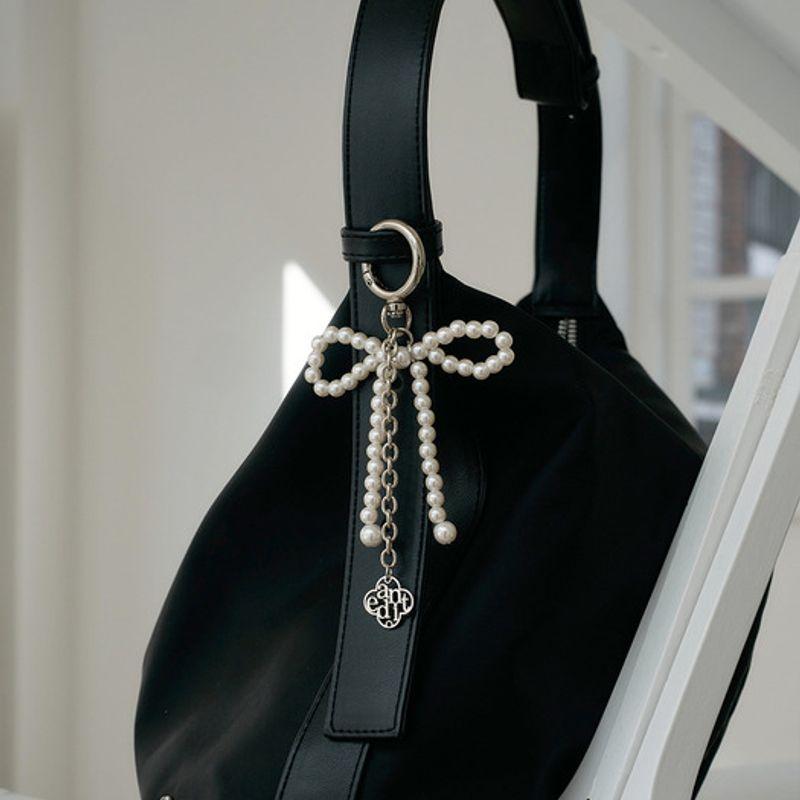 

ANEDIT Beads Ribbon Key Ring_Pearl SILVER+SILVER