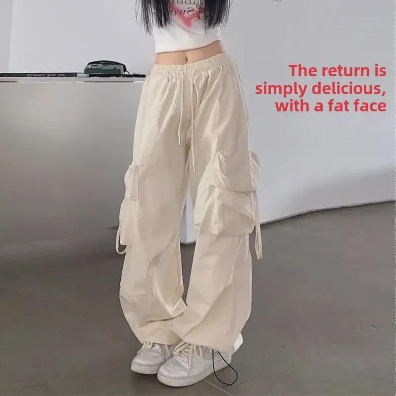 2024 Americký styl silné laclové kalhoty: Dámský podzimní/zimní trend, ležérní univerzální rovné volné kalhoty se širokými nohavicemi pro muže