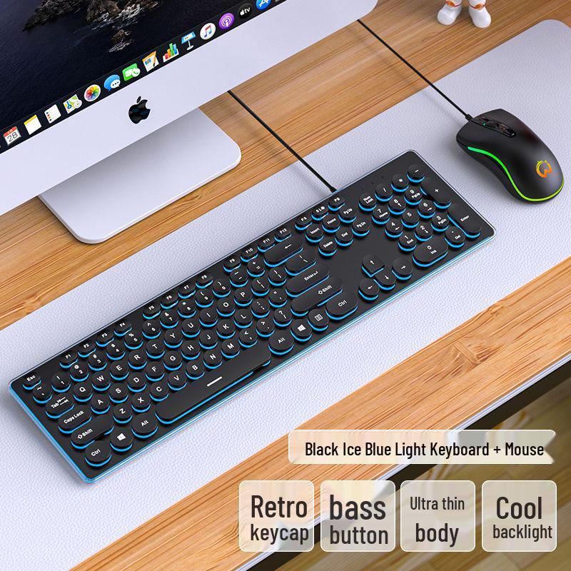Silent Wired Chocolate Punk Keyboard - USB for Home, Office, Gaming, and Typing