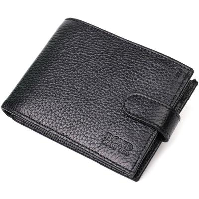 Horizontal Wallet for Men Made of Genuine Grained Leather BOND-WALLET 22059 Black