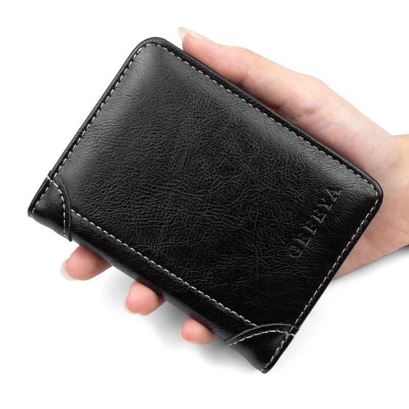 Men’s Vintage Leather Bifold Wallet, Slim Short Wallet with ID Window, Credit Card Holder, Cash Pocket, Casual Business Wallet