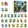 Creative Christmas Stocking Stuffers 26 Letters Cartoon Dinosaur Advent Calendar, 2D Acrylic Dino Figures Countdown Calendar with Pendants Ornaments,