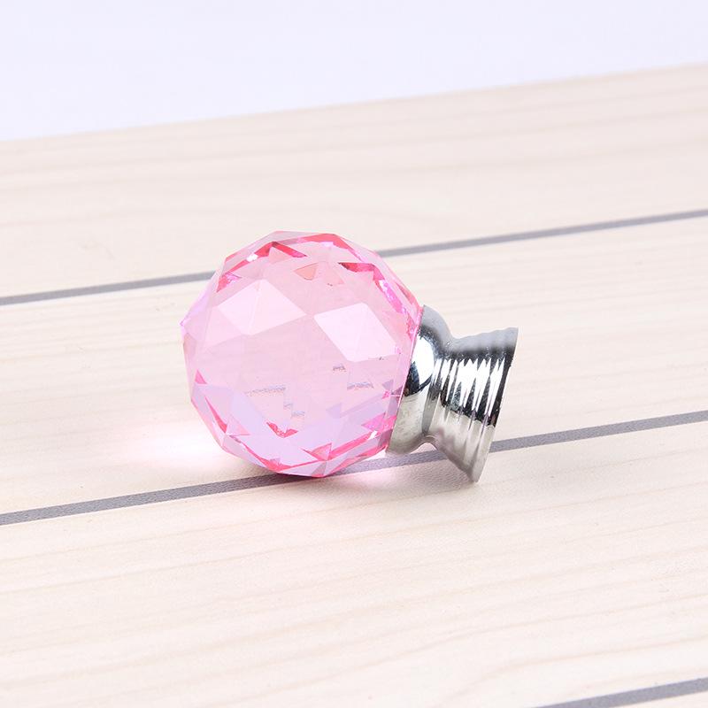 Pink Crystal Glass Diamond Cabinet Knobs Cupboard Drawer Pull Handles