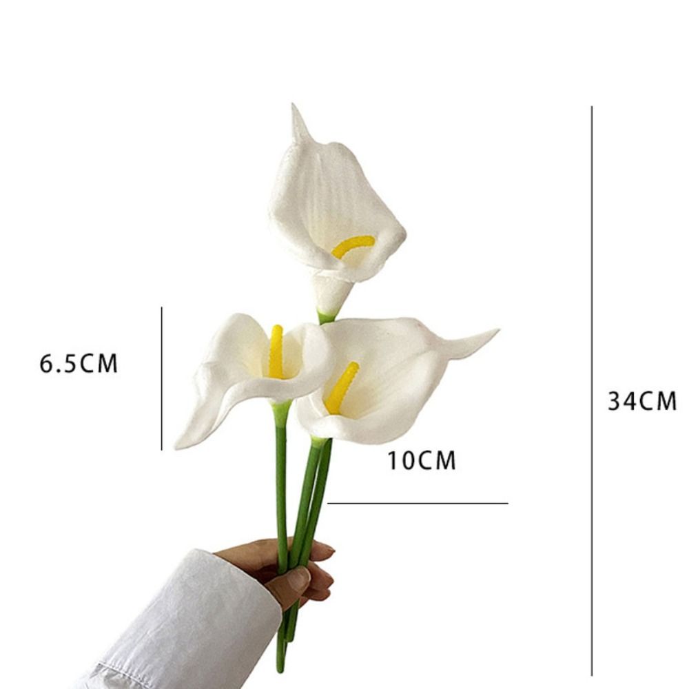 White Artificial Calla Lilies PU Fake Flower Photography Props Artificial Flower  Home Decoration