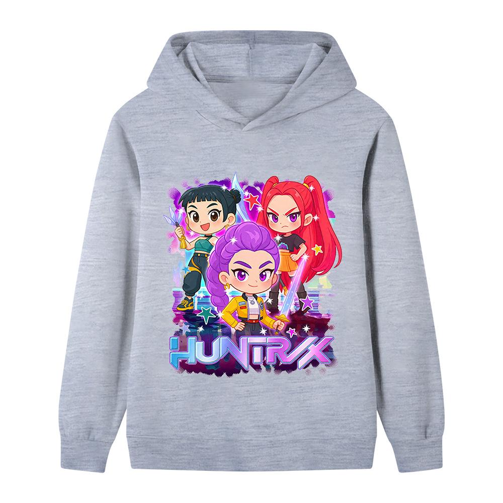 Autumn Winter Huntrx Anime Character Printed Hoodies Casual Warm Sports Long Sleeved Children's Boy and Girl Kids Unisex Hooded Sweatshirts