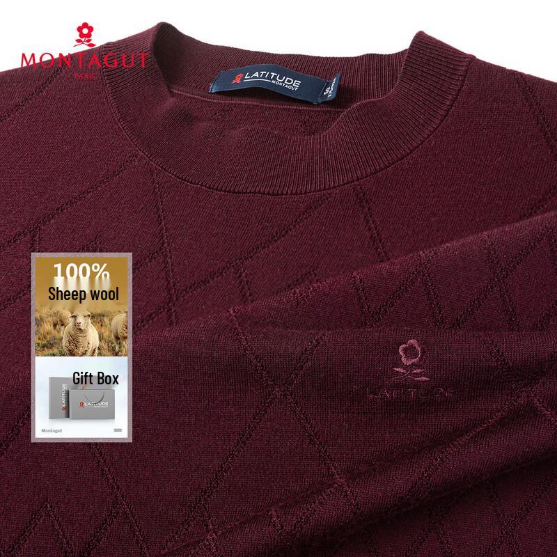 MONTAGUT Men s 100% Lambswool Diamond Jacquard Sweater 50