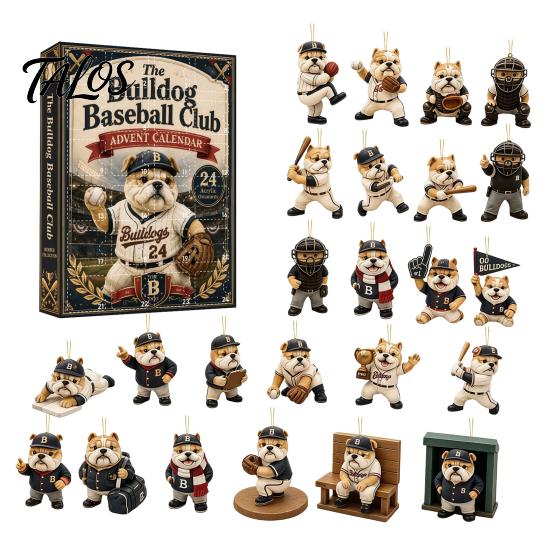 Animal Theme Party Favors Christmas Cat Dog Advent Calendar, 24Pcs Acrylic 2D Ornament Set Tree Ornaments with Cute Kitten/Dog/Lion Designs,