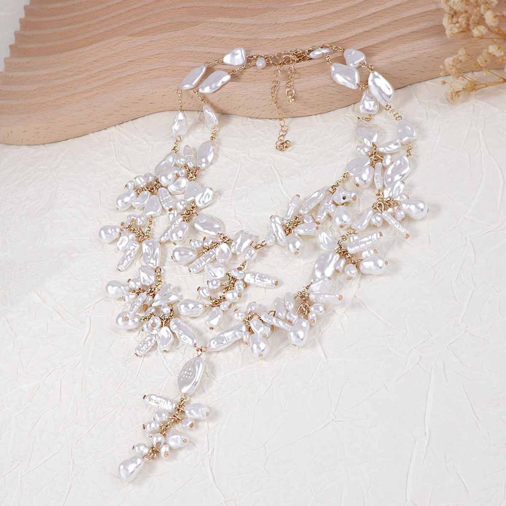 ZA Cross-border Spring 2 Sets Elegant Fashion Special-shaped Imitation Pearl Necklace Temperament Stacked Baroque Women