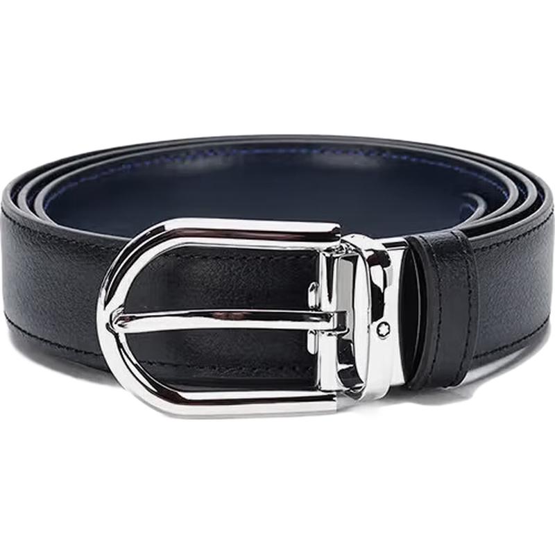 Montblanc Двусторонний кожаный ремень с пряжкой в виде подковы 120x3cm