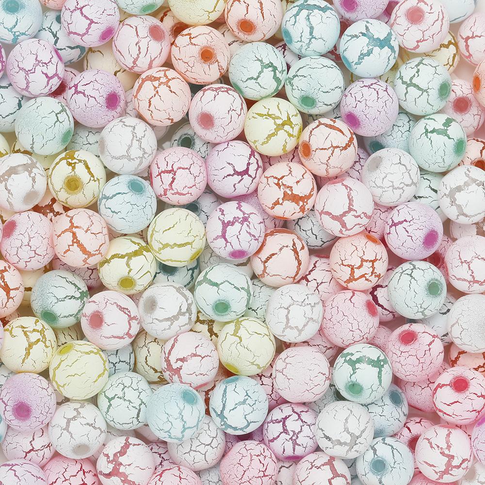 30/50pcs 8/10mm Round Color Cracked Acrylic Beads for Jewelry Making Multicolor Large Hole Loose Beads DIY Bracelet Necklace