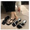2025 spring and autumn new Internet celebrity fashion high-heeled slippers women's outer wear temperament super fire square head word with sandals