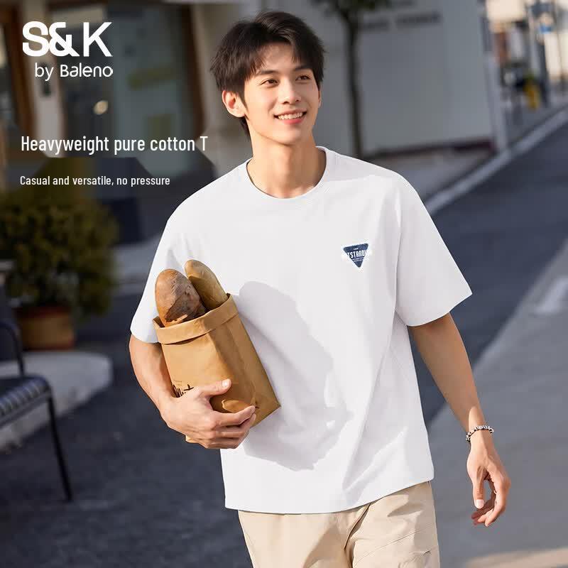 Baleno Men s Heavyweight Pure Cotton Loose Fit Short Sleeve T-shirt 4XL