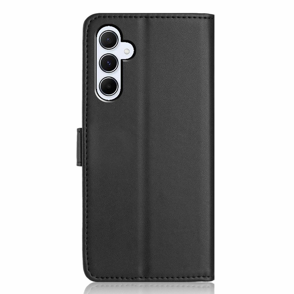 Für Samsung Galaxy A35 5G Brieftasche Hülle mit Riemen/Mehrere Kartenfächer Einfarbig Leder Ständer Handyhülle