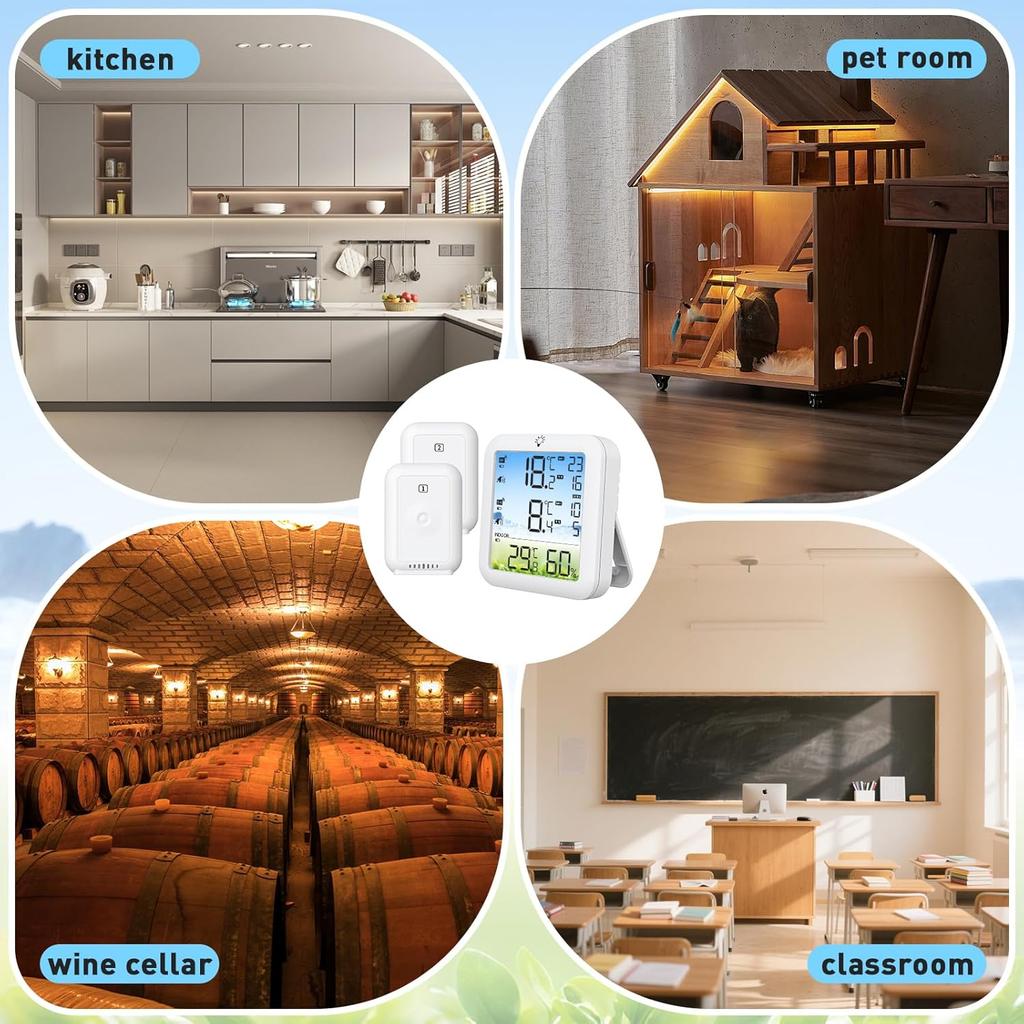 Wireless Freezer Thermometer with Alarm Household Digital Temperature Gauge Refrigerator Digital Thermometer with Backlit Display Prevent Food