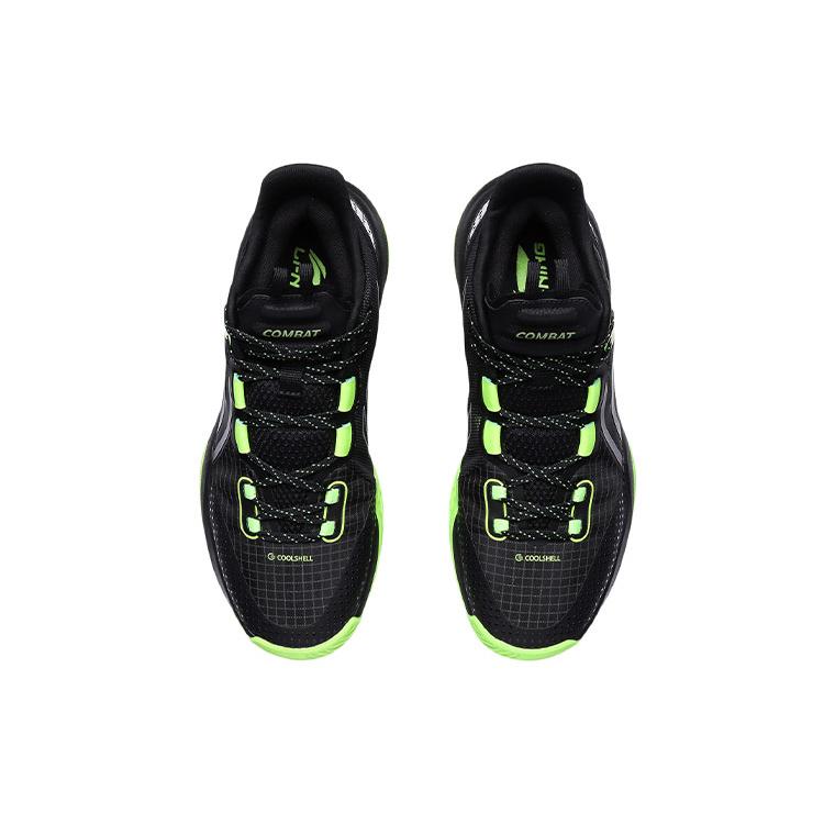 Li Ning Combat Low Abrasion Resistant Slip Resistant Low top Performance Basketball Shoes Men's Black Green ABPR027-1