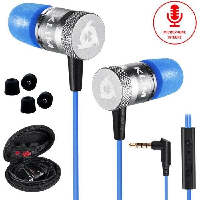 KLIM Fusion Ecouteurs Haute Qualité Audio - Durables - Innovant - Mousse à mémoire de forme - Bleu