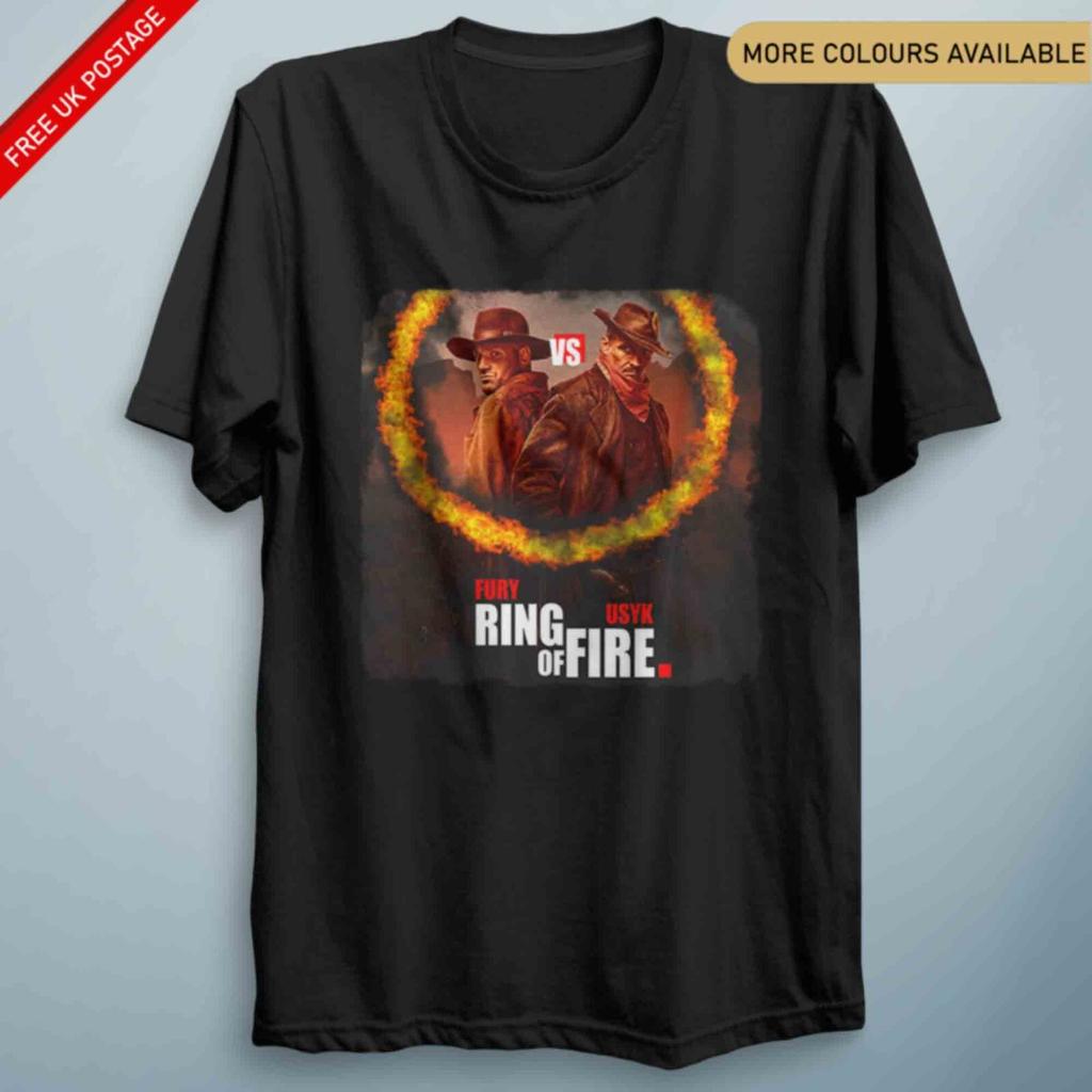 Fury Vs Usyk T Shirt Ring Of Fire Gym Clothing Exercise Boxing Training Top