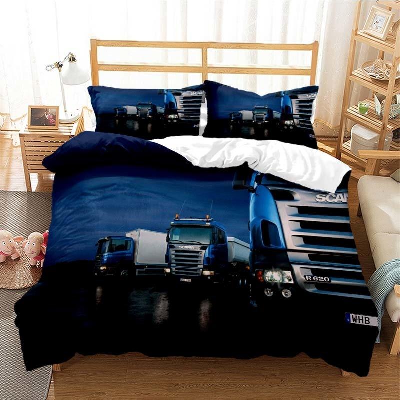 Scania Truck Duvet Cover Set 3D Print Soft Comforter Cover Microfiber Bedding Set Trendy Truck Quilt Cover For Room Decor 2/3Pcs