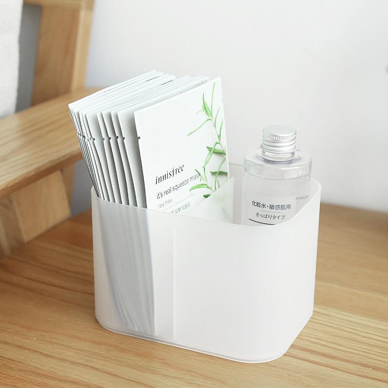 Desktop Storage Box, Cosmetics Box, Plastic Matte Compartments with LIDS, Mask Box, Dressing Table Organization Box