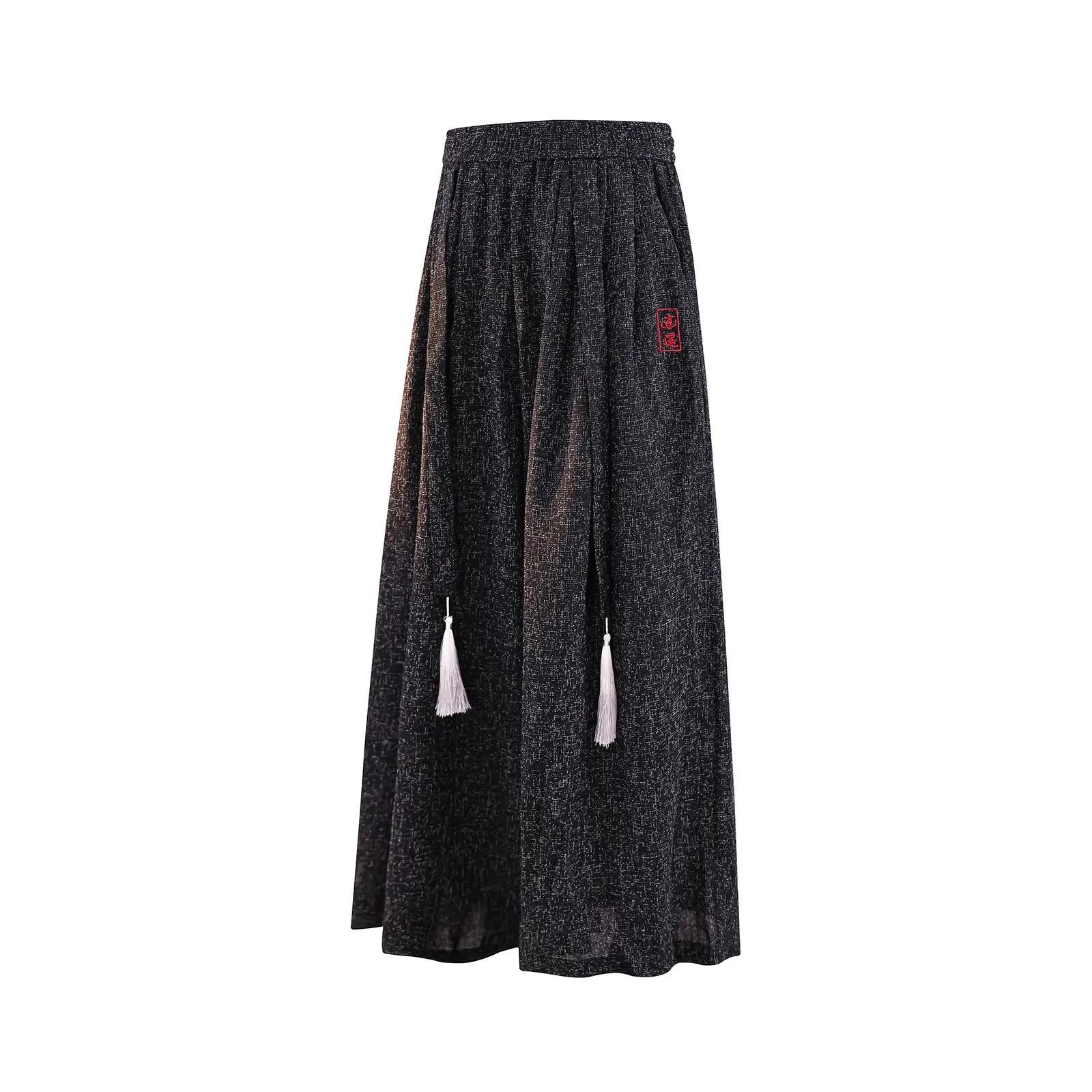 

Men New Chinese Style Embroidery Pants Men Traditional Original Design Wide Leg Pants Skort Trousers Men Plus Size Bottoms 8Xl 4XL