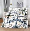 Flaneldecke mit Flugzeugmotiv, Weich, Warm, Ganzjahres-Überwurf, Design für Camping, Autoreisen, Wandern, Sofa, Bett, Büro, Perfektes Geschenk für Partys