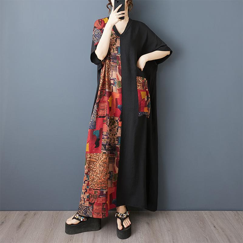 

Dimanaf Новое женское летнее длинное повседневное платье 2025 года большого размера, свободное льняное винтажное базовое макси-платье 9857 One Size