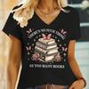 "There's No Such Thing As Too Many Books" Bookworm Themed V-neck T-shirt for Women Vintage Short Sleeve Book Lover Unisex Tshirt
