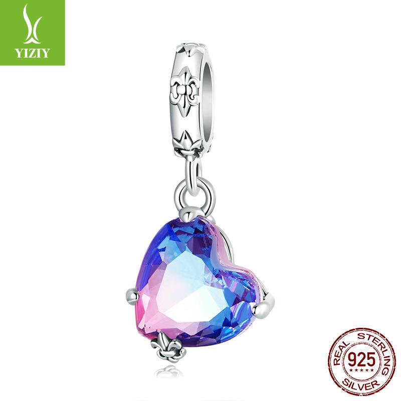Court Style Love Bracelet Pendant 925 Sterling Silver, French Vintage Opal Susceptible Beads