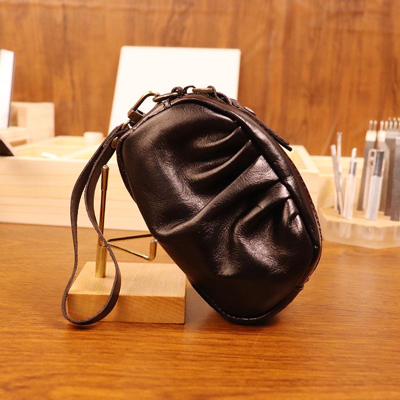 

New Retro Wrinkle Bag for Women, Multi Functional Handbag for Students, Small Leather Change Bag, Red Envelope чёрный
