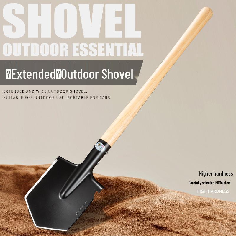 Changlin 106A Russian-Style Sapper Shovel - 80cm Wooden Handle, Large Military Engineering Outdoor Shovel