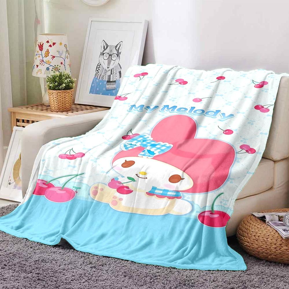 

1pc My Melody Cherry blanket Lightweight Flannel Throw for Sofa Bed Travel Camping Livingroom Office Couch Chair 80cmx120cm