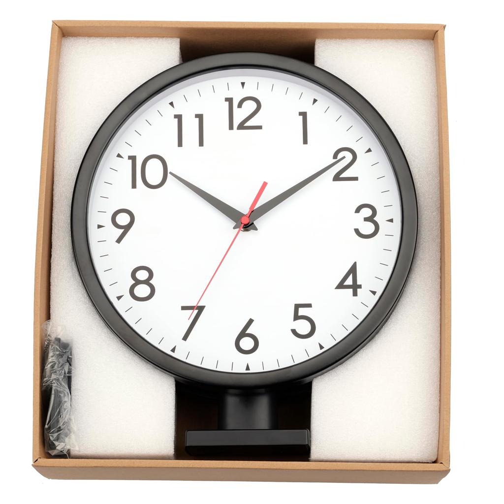 Wall Clock with Continuous Second Stylish Battery Operated Not Dial Double-sided Radio-controlled Silent, Hand, Design, (battery Included), Diameter