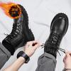 Autumn Martin Boots Black High-top Trendy Shoes Locomotive Tooling Leather Boots Winter Heightening Mid-top Leather Shoes Cotton Shoes