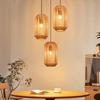 Suspension - NETTLIFE - 3 Rattan Heads - Ø30 Cm - E27 3 Bulbs (not Provided) - Black
