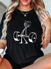 T-Shirt - White Graphic Print Tee With Dumbbell Design For Gym & Casual Wear Summer Short Sleeved Harajuku Streetwear Tops Tees