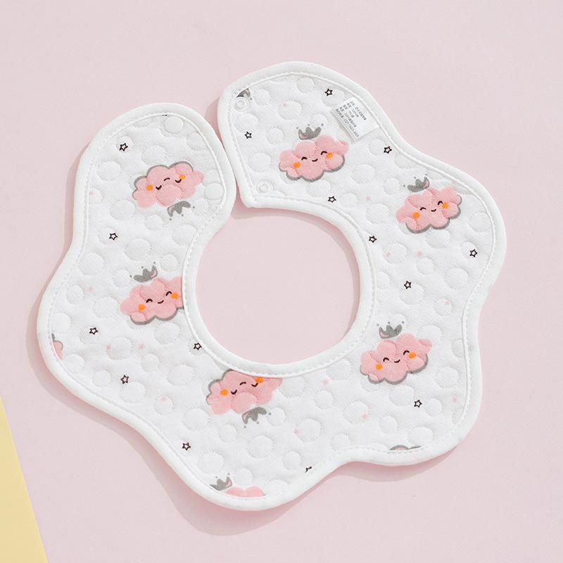 Class A Newborn Baby Saliva Towel Crepe Waterproof Petal Bib Autumn Winter Children Eating Cartoon Cotton Bib