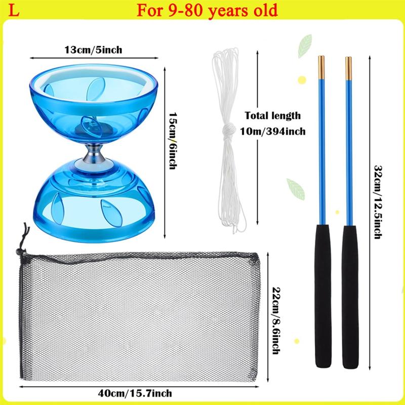 Chinese Diabolo with Triple Bearings, 3-Bearing Diabolo Green Chinese Yo-Yo Professional Circus Spinning Toy with Hand Sticks