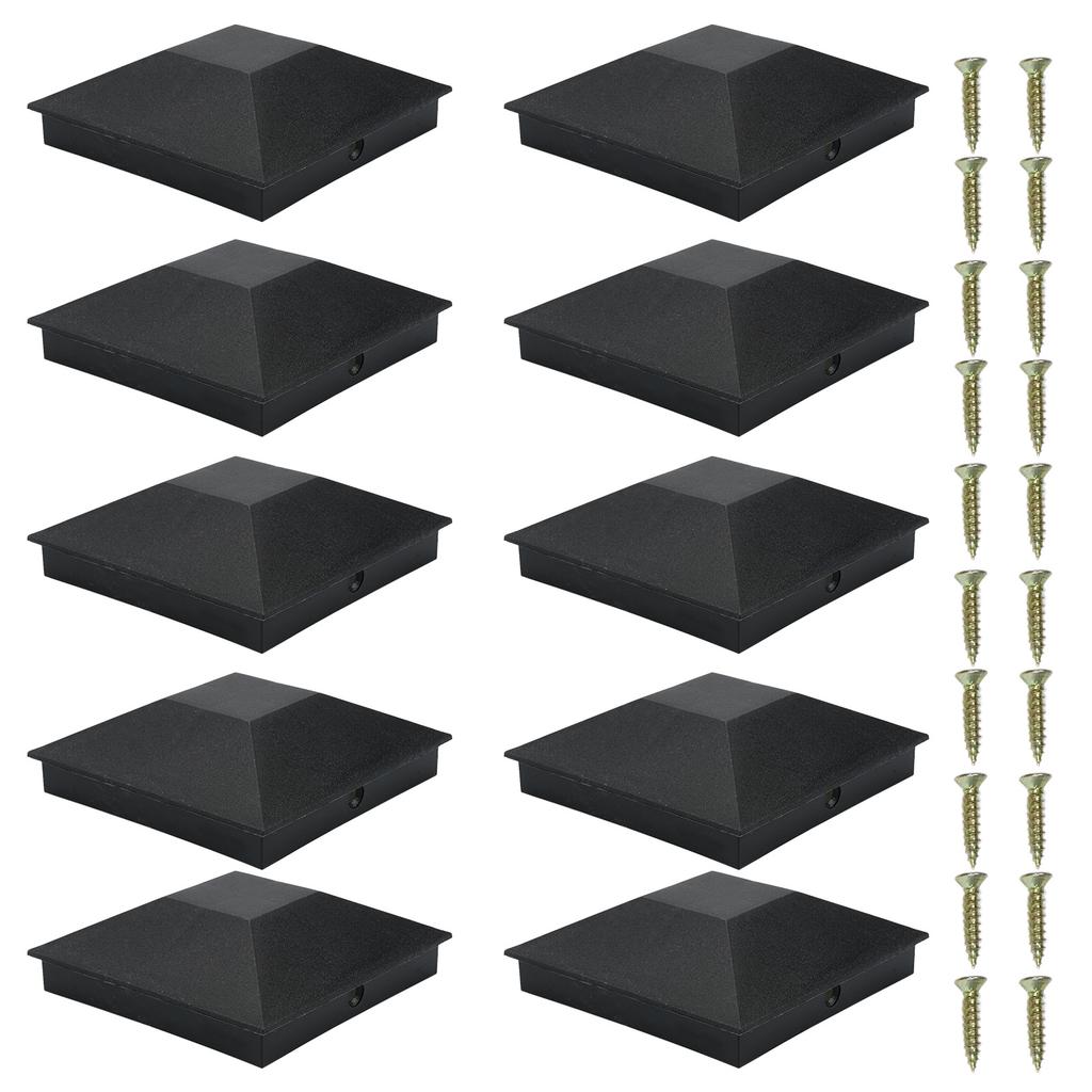 10 Pack 4x4 Wood Fence Post , ABS Plastic Deck Post Covers Water Proof UV Proof with Pointed Design to Prevent Moisture, for Outdoor Fence Wood Po