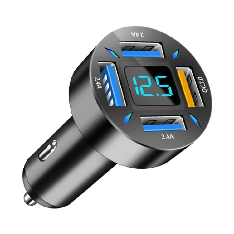 4 In 1 USB QC3.0 Digital Display Car Fast Charger