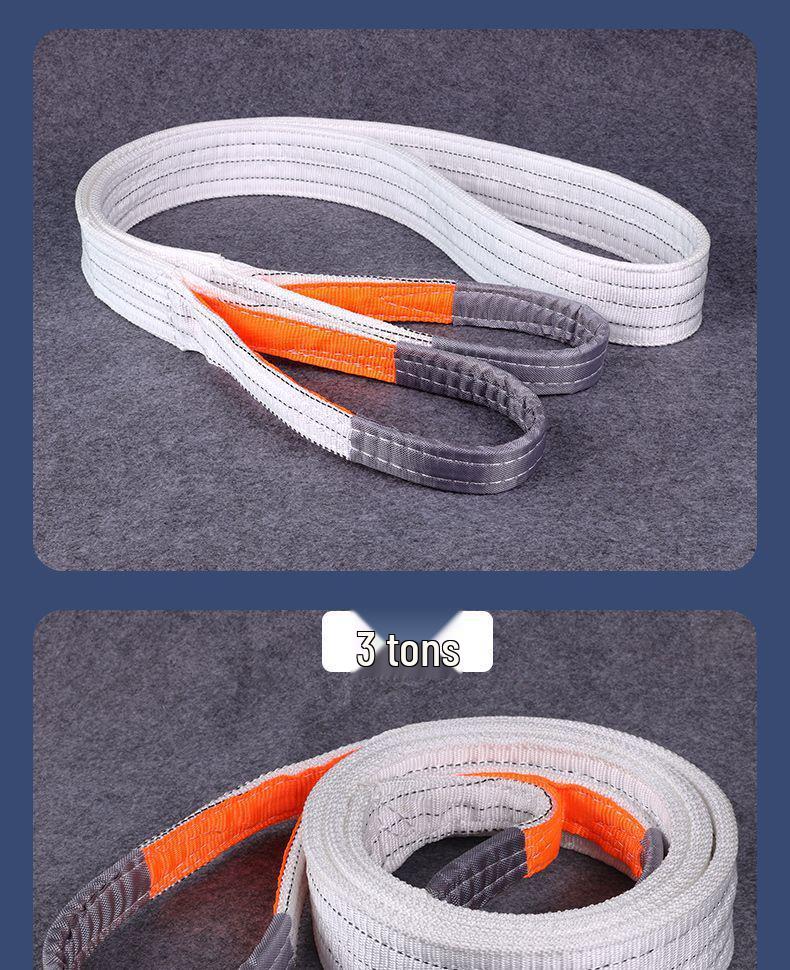 Thickened Flat White Double Buckle Lifting Sling, 5 Ton/3 Ton Capacity for Overhead Cranes and Forklifts