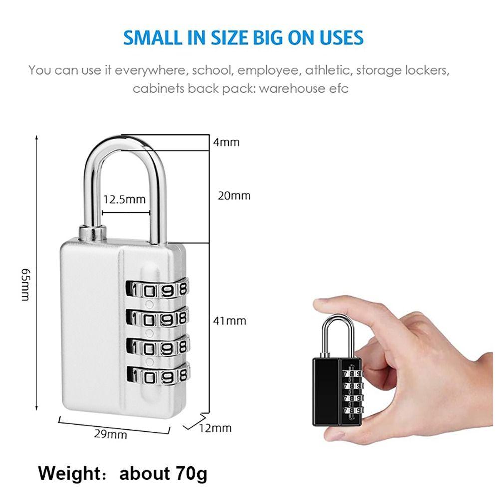 1Pcs New with Key Combination Padlock Dormitory Cabinet 4 Digits Backpack Zipper Lock Zinc Alloy Password Lock