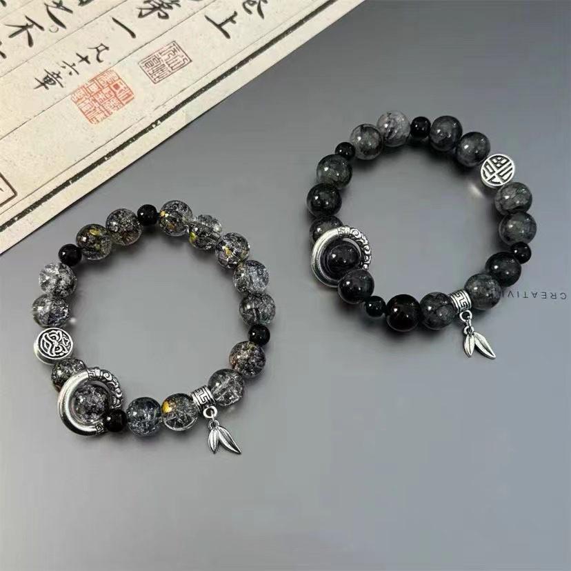 Handmade Unique Geometry Bracelet With Ice Crack Beads Ethnic Style For Couples