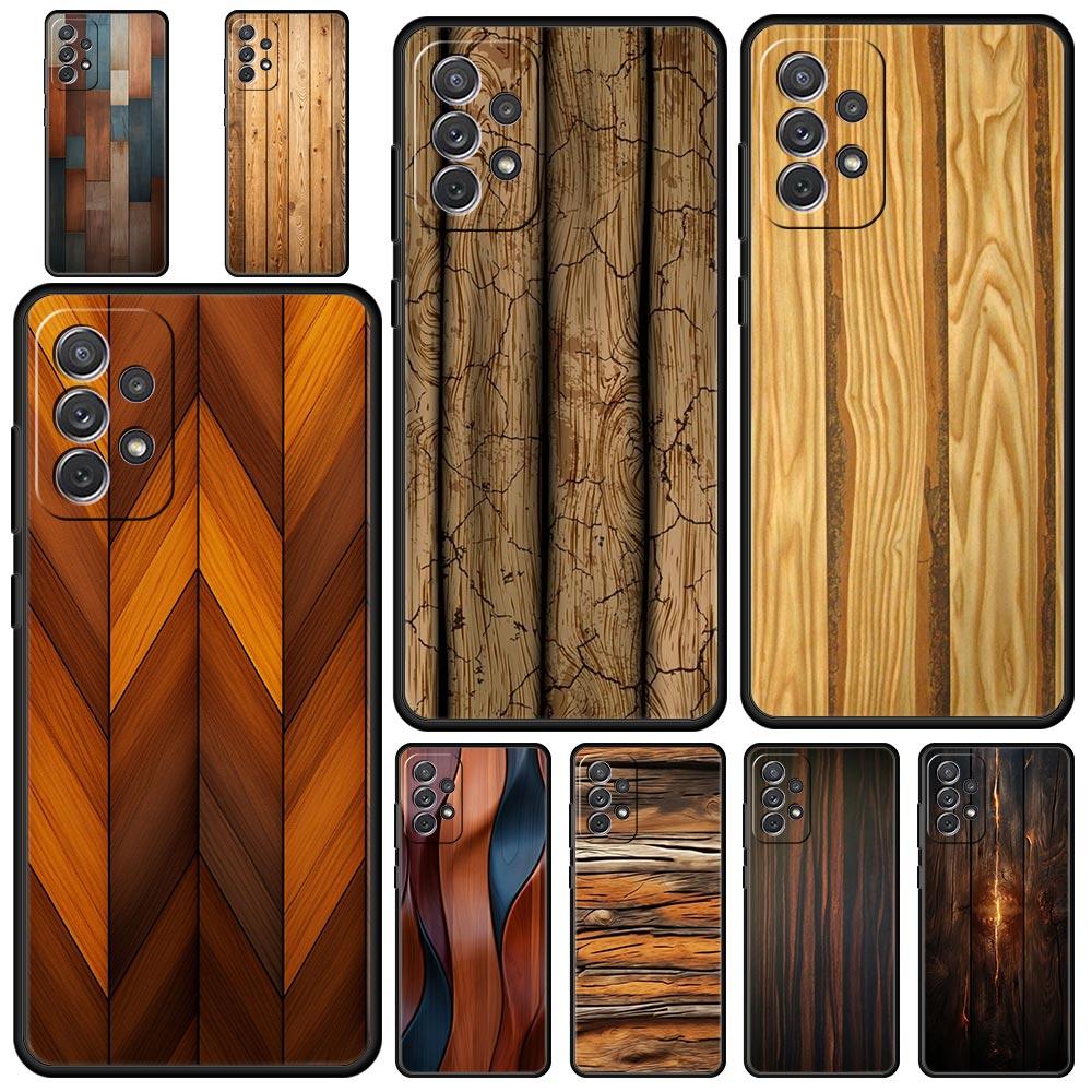 Luxury Vintage Wood Grain Pattern Phone Case for Samsung Galaxy A55 A35 A15 A14 A13 A25 A54 A51 A71 A72 A73 A32 A52 A41 Soft TPU