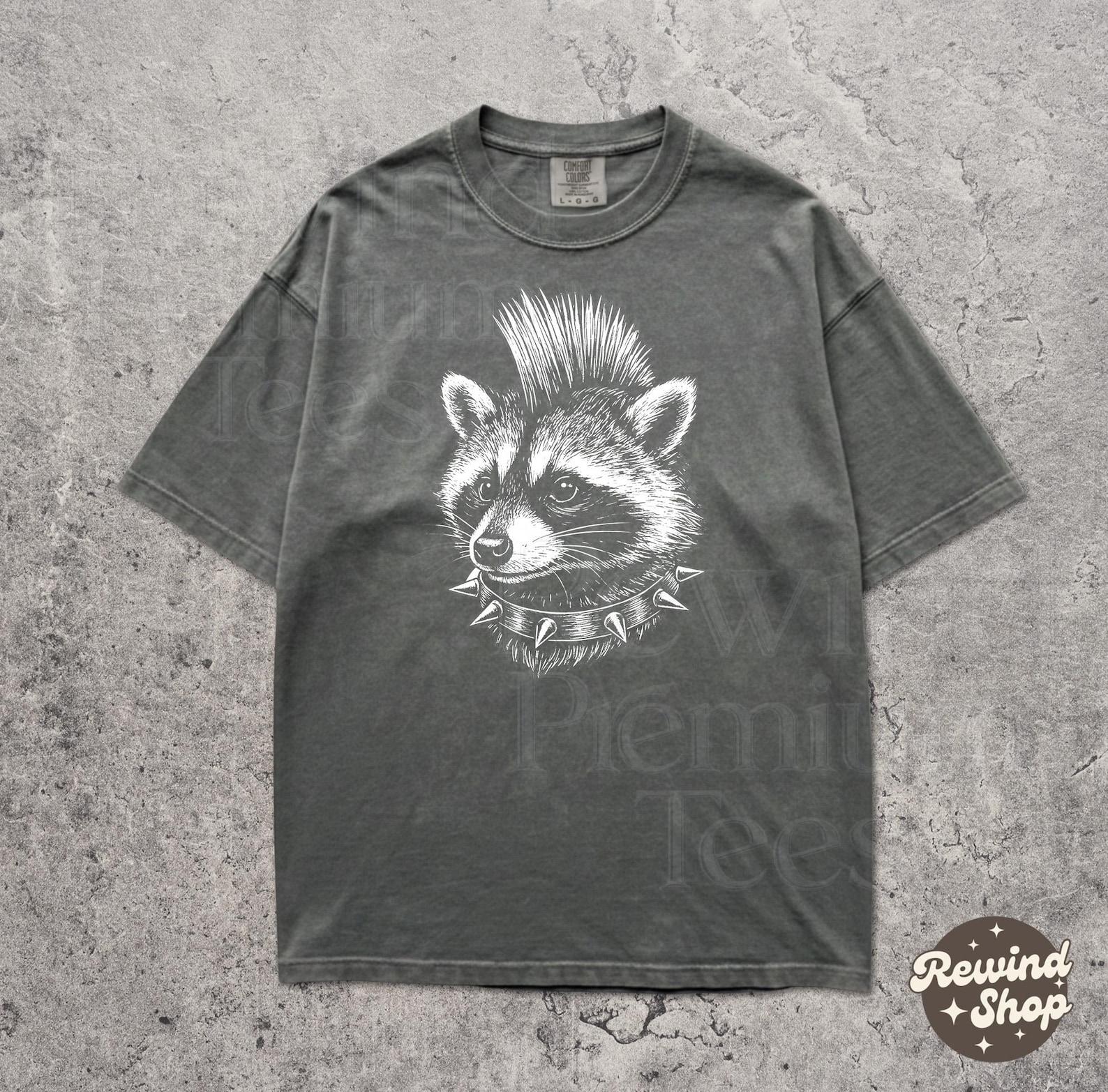 Punk Raccoon Tshirt - Y2k Punker Raccoon Comfort Colors® Shirt - Rock Graphic Tees 2XL
