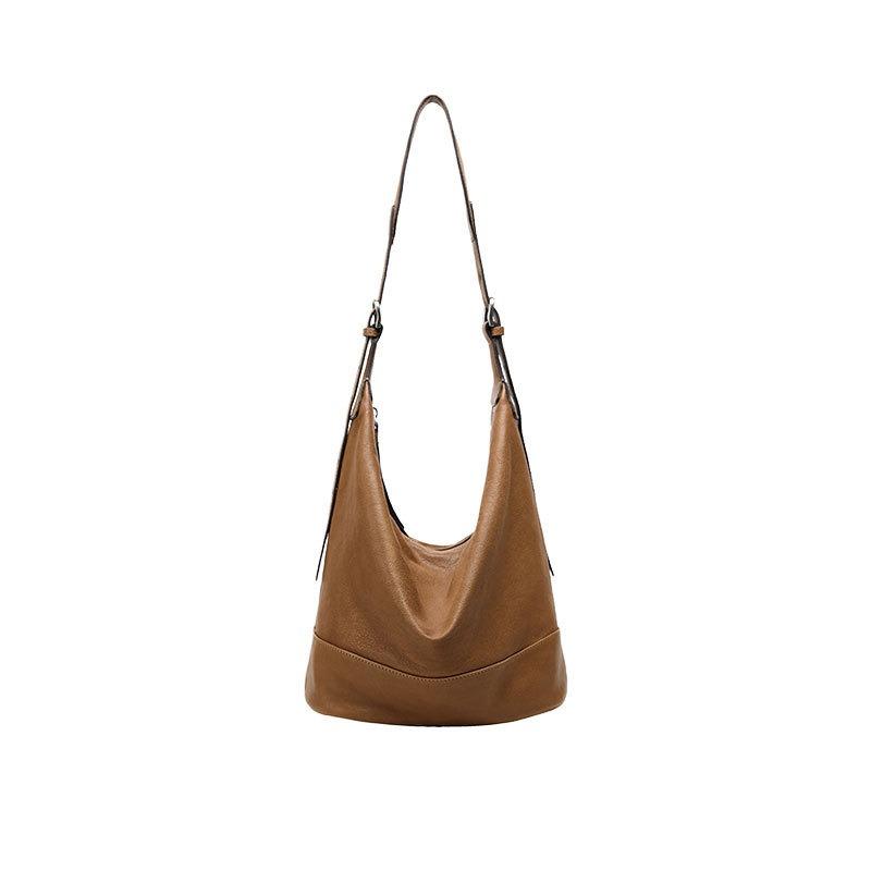 

New vegetable tanned matte leather collapse bag binaural bucket bag women s large-capacity versatile commuter bag 26*15*32