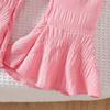 Summer Children's Sweet Pink Strappy Top Flared Pants Set for Girls