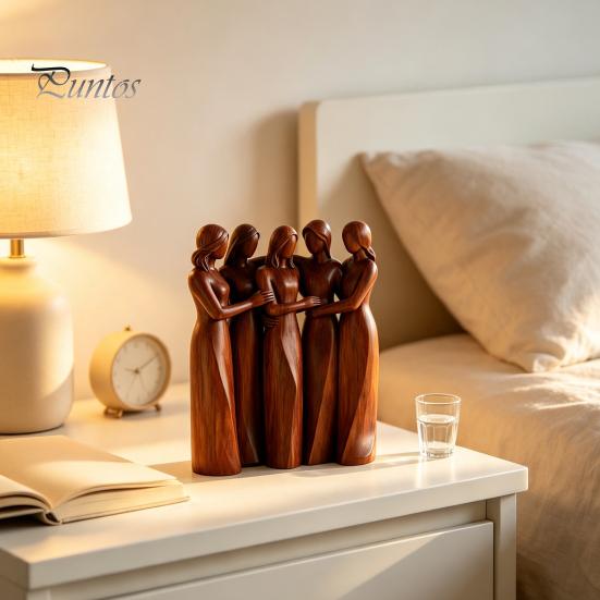 Creative Living Room Displays Sisterhood Wooden Figurine, Handcrafted Friendship Sculpture for Meaningful Keepsakes Bedroom Tabletop Ornament,