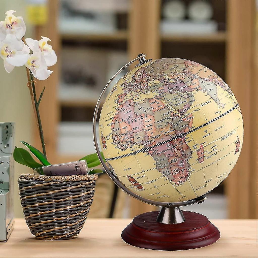 Illuminated World Globe For Kids With Wooden Stand,built In Led For Illuminated Night View Antique Globe